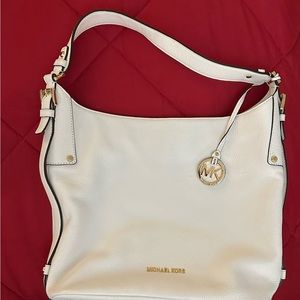 Michael Kors off white leather BEDFORD LARGE LEATHER SHOULDER BAG